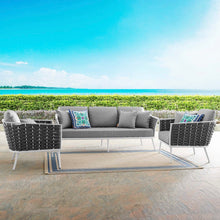Load image into Gallery viewer, Stance Outdoor Patio Aluminum Sectional Sofa Set in White Gray