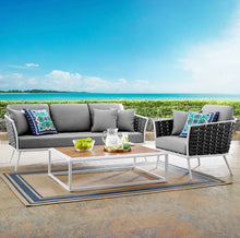 Load image into Gallery viewer, Stance Outdoor Patio Aluminum Sectional Sofa Set in White Gray