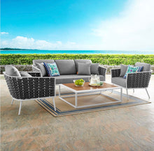 Load image into Gallery viewer, Stance Outdoor Patio Aluminum Sectional Sofa Set in White Gray