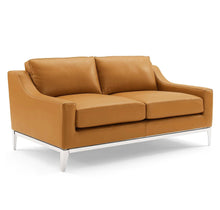 Load image into Gallery viewer, Harness 64" Stainless Steel Base Leather Loveseat in Tan