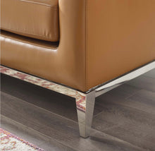 Load image into Gallery viewer, Harness 64" Stainless Steel Base Leather Loveseat in Tan