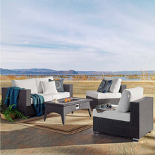Load image into Gallery viewer, Convene 5 Piece Set Outdoor Patio with Fire Pit in Espresso White
