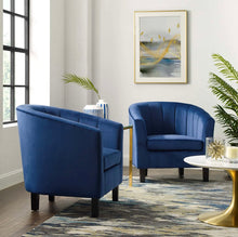 Load image into Gallery viewer, Prospect Channel Tufted Performance Velvet Armchair Set of 2 in Navy