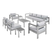 Load image into Gallery viewer, Shore 9 Piece Sunbrella® Fabric Outdoor Patio Aluminum Sectional Sofa Set