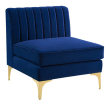 Load image into Gallery viewer, Triumph Channel Tufted Performance Velvet 3-Seater Sofa in Navy