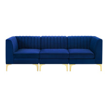 Load image into Gallery viewer, Triumph Channel Tufted Performance Velvet 3-Seater Sofa in Navy