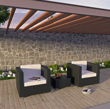 Load image into Gallery viewer, Burrow 3 Piece Outdoor Patio Sofa Set in Espresso White