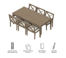 Load image into Gallery viewer, NorthlakeOutdoor Patio Teak Wood Dining Set in Weathered Gray