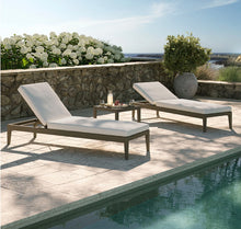 Load image into Gallery viewer, Northlake 3-Piece Outdoor Patio Teak Wood Furniture Set with Chaise Lounges and Side Table in Weathered Gray