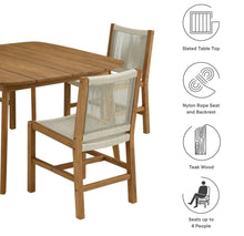 Load image into Gallery viewer, Vienna 5-Piece Outdoor Patio Teak and Rope Dining Set with Armless Chairs