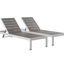 Load image into Gallery viewer, Shore Chaise Outdoor Patio Aluminum Set of 2 in Silver Gray
