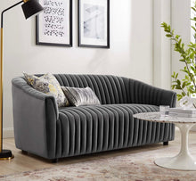 Load image into Gallery viewer, Announce Performance Velvet Channel Tufted Loveseat