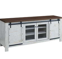 Load image into Gallery viewer, 71" Rustic Sliding Door TV Stand in White