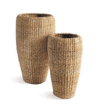 Load image into Gallery viewer, Seagrass Tall Round Planters, set of 2