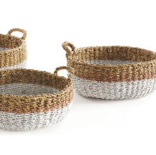 Load image into Gallery viewer, SEAGRASS SHALLOW BASKETS WITH HANDLES, SET OF 3