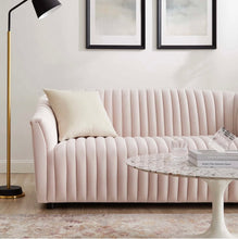 Load image into Gallery viewer, Announce Performance Velvet Channel Tufted Loveseat