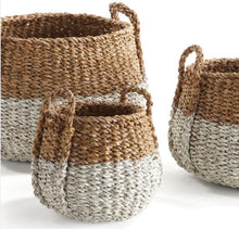 Load image into Gallery viewer, SEAGRASS ROUND BASKETS WITH HANDLES, SET OF 3