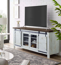 Load image into Gallery viewer, 71" Rustic Sliding Door TV Stand in White