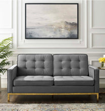 Load image into Gallery viewer, Loft Gold Stainless Steel Leg Performance Velvet Loveseat