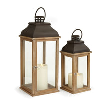 Load image into Gallery viewer, Natural Wood Lanterns, set of 2