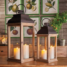 Load image into Gallery viewer, Natural Wood Lanterns, set of 2