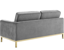 Load image into Gallery viewer, Loft Gold Stainless Steel Leg Performance Velvet Loveseat
