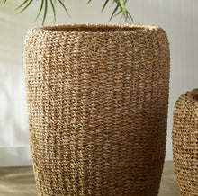 Load image into Gallery viewer, Seagrass Tall Round Planters, set of 2