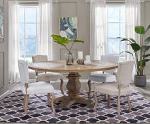 Load image into Gallery viewer, Column Round Pine Wood Dining Table in Brown