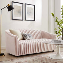 Load image into Gallery viewer, Announce Performance Velvet Channel Tufted Loveseat