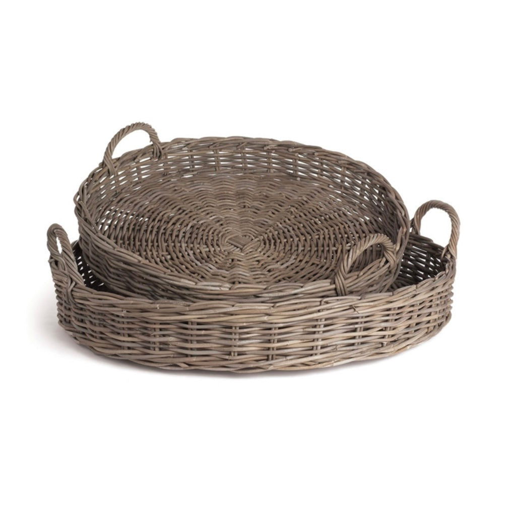 NORMANDY EXTRA LARGE LOW ROUND BASKETS, SET OF 2