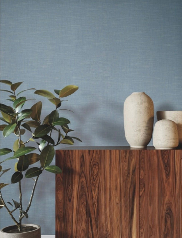 Combed Linen Cornflower Blue Wallpaper