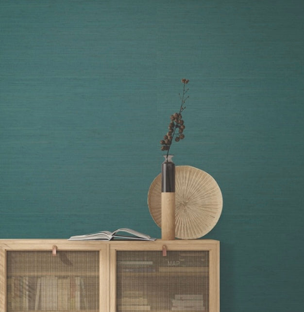 Painted Hemp Peacock Wallpaper