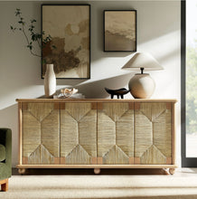 Load image into Gallery viewer, Marola 71 Inch Oak Wood Seagrass Sideboard in Oak

