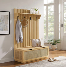 Load image into Gallery viewer, Soma Fluted 3-in-1 Hall Tree With Storage Bench and Coat Rack
