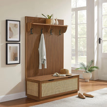 Load image into Gallery viewer, Soma Fluted 3-in-1 Hall Tree With Storage Bench and Coat Rack

