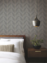 Load image into Gallery viewer, Herringbone Wood Veneer Graphite Wallpaper
