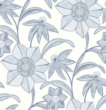 Load image into Gallery viewer, Star Flower Blue Floral Trail Wallpaper
