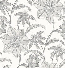 Load image into Gallery viewer, Star Flower Charcoal Floral Trail Wallpaper

