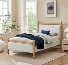 Load image into Gallery viewer, Ginny Twin Size Platform Bed Frame in Light Oak Heathered Ivory
