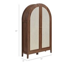 Load image into Gallery viewer, Calista 63 Inch Arched Storage Cabinet With Folding Desk in Oak
