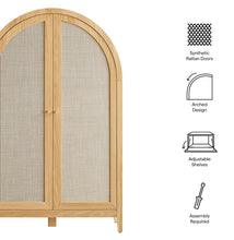 Load image into Gallery viewer, Calista 63 Inch Arched Storage Cabinet With Folding Desk in Oak
