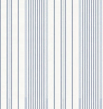 Load image into Gallery viewer, Navarres Stripe Blue Faux Linen Wallpaper
