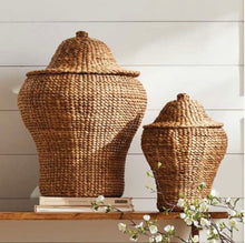 Load image into Gallery viewer, Water Hyacinth Ginger Jars, set of 2
