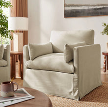 Load image into Gallery viewer, Wellfleet Slipcovered Linen-Blend Armchair
