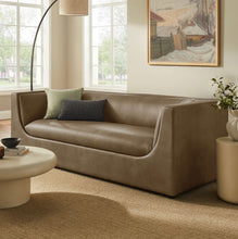 Load image into Gallery viewer, Hilda 86" Curved Back Vegan Leather Sofa in Toast
