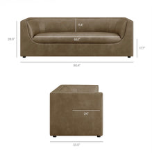 Load image into Gallery viewer, Hilda 86" Curved Back Vegan Leather Sofa in Toast
