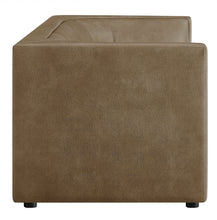 Load image into Gallery viewer, Hilda 86" Curved Back Vegan Leather Sofa in Toast
