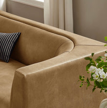 Load image into Gallery viewer, Hilda 86" Curved Back Vegan Leather Sofa in Toast
