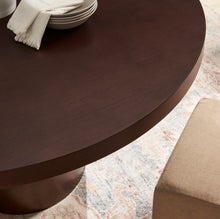 Load image into Gallery viewer, Annette 54 Inch Round Pedestal Base Dining Table in Dark Walnut Burnished Brass
