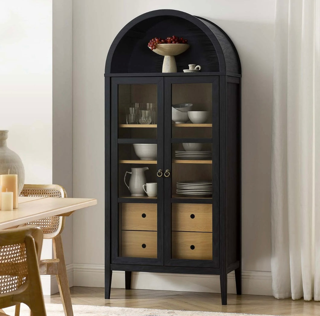 Tall Arched Storage Display Cabinet